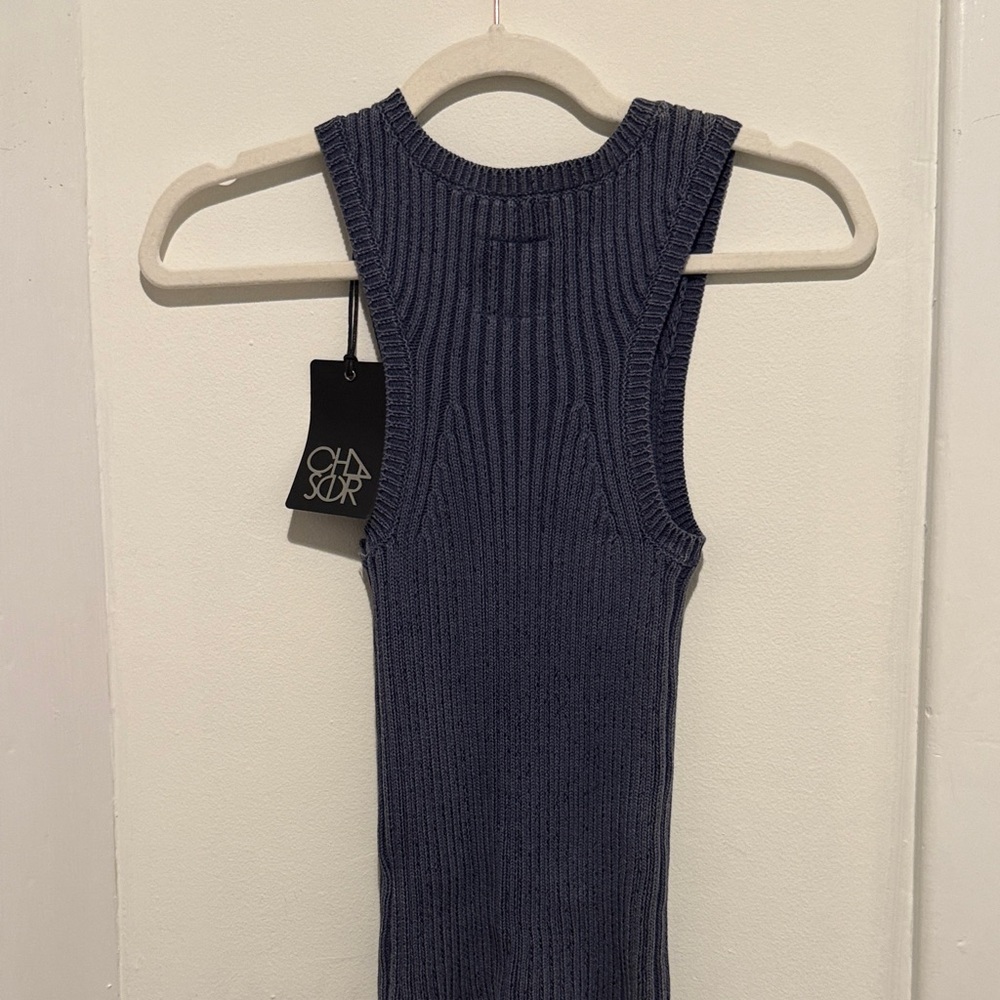 Chaser Blue Ribbed Tank Top - Picture 3 of 3
